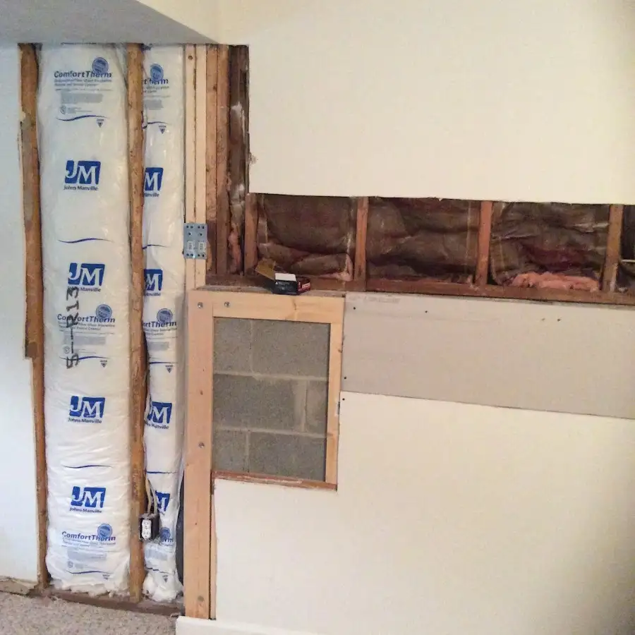 Wall insulation replacement during Basement Flood Cleanup in Sappington